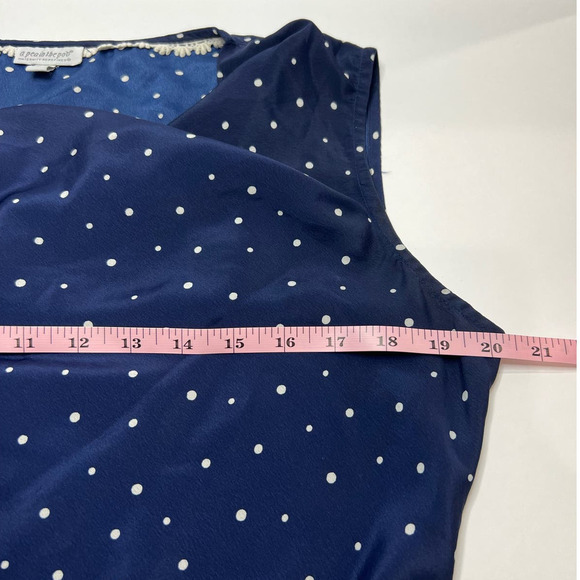 Pea In The Pod Maternity Navy Polka Dot Retro Sleeveless Shirt Half Size Medium - Picture 7 of 8